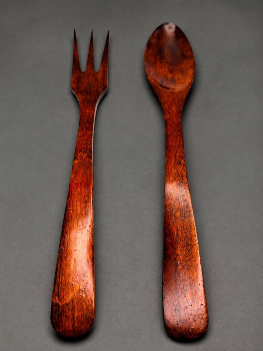 Vintage Handcrafted Wooden Salad Server Set – Mid Century Modern Serving Utensil